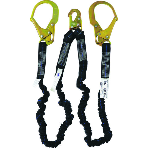 Dingo Core™ 4.5-6ft Dual-Leg Internal Shock-Absorbing Elastic Lanyard with Rebar  Hooks – Safe Keeper Fall Protection Equipment and Systems